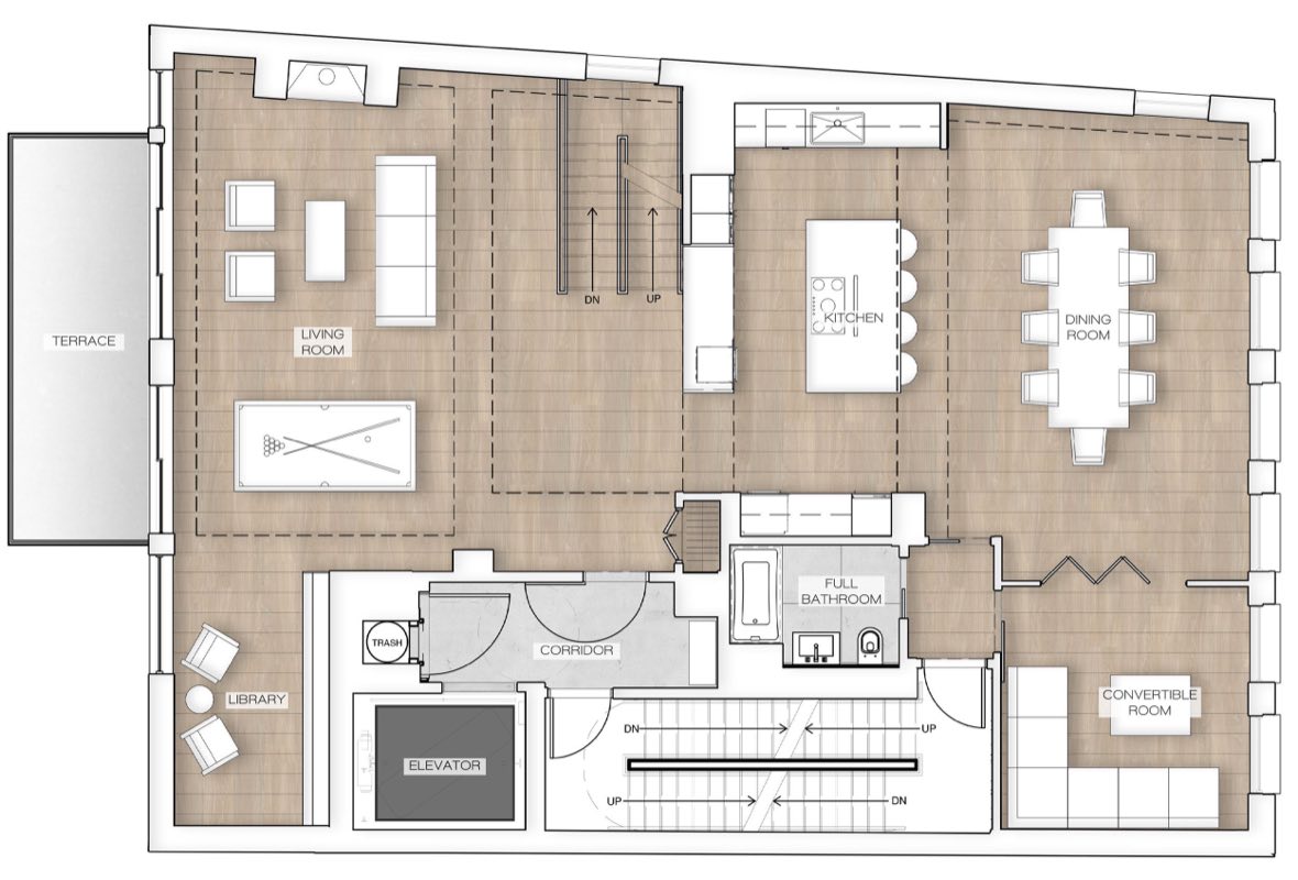 Nolita Luxury Penthouse, Penthouse Lower Level Floor Plan
