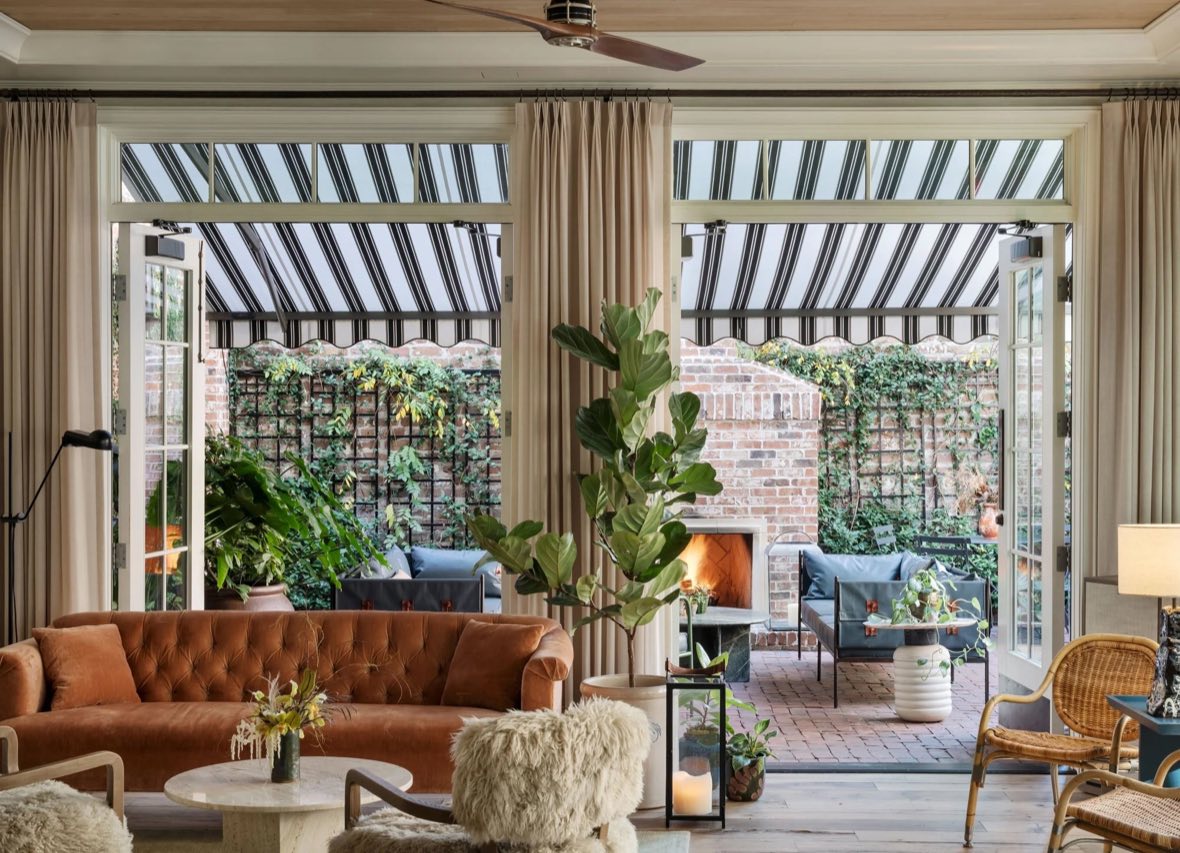 The Pinch Hotel lobby in Charleston, designed by Alexandra Peck Design